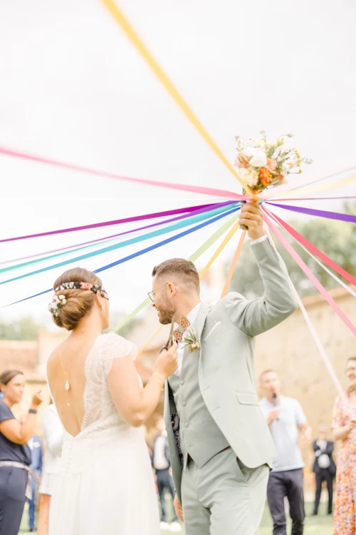 bonheur événement robe mariage beige